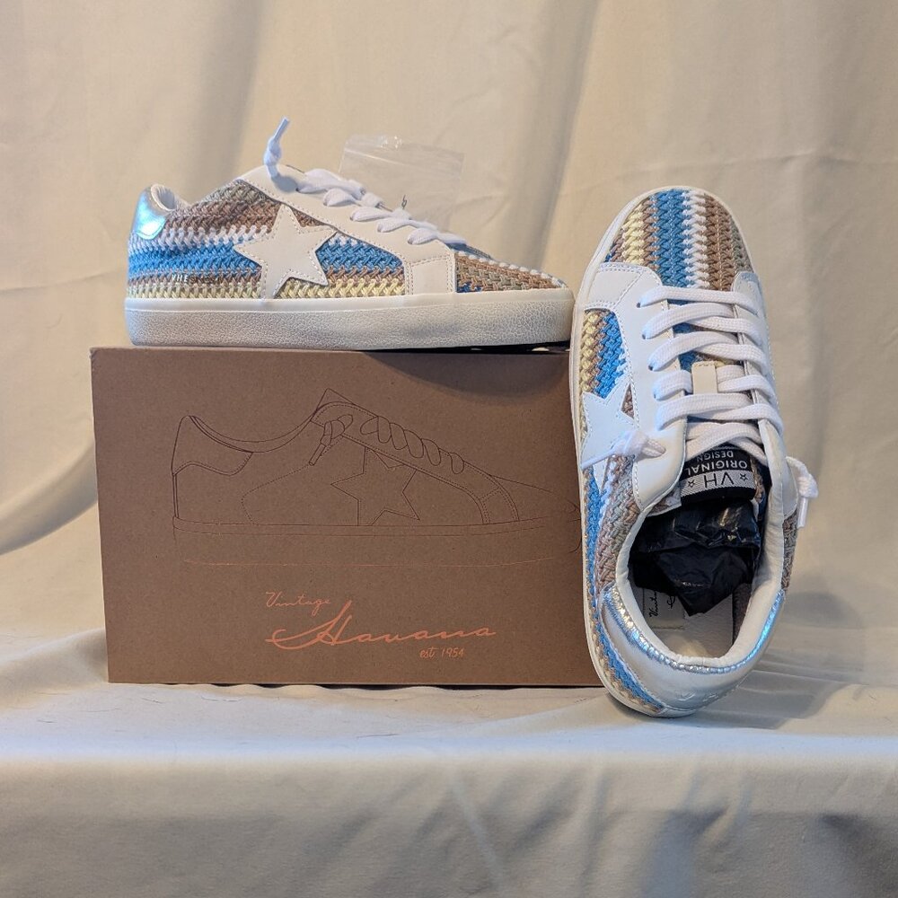 Vintage Havana Blue/Brown/White Sneakers, Brand New/Never Worn, Size 8.5